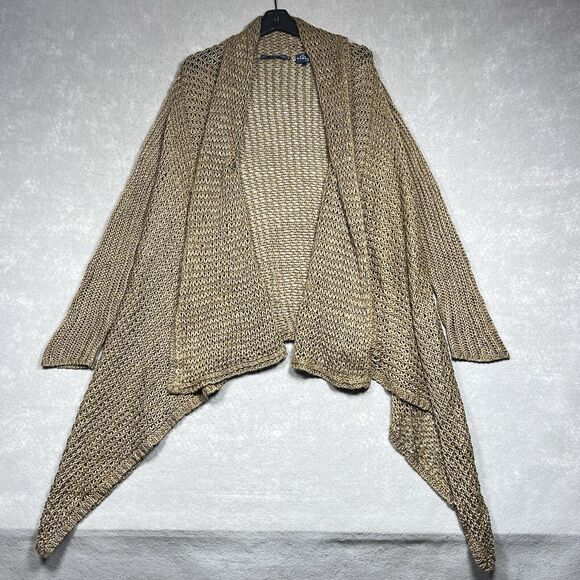 Ralph Lauren Sweater X-Large Brown Linen Open Front Shawl Cardigan Long Line - Picture 1 of 13